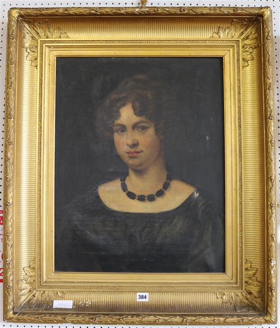 Belgium School, oil on canvas, portrait of a lady